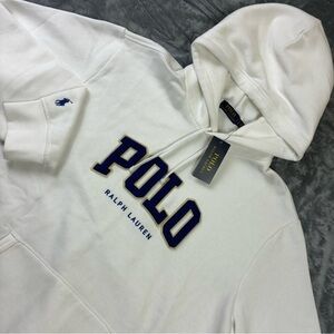 NWT Polo Ralph Lauren Hoodie Size XL Classic White Spellout Logo Soft Sweatshirt